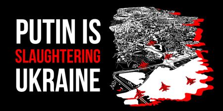 Designvorlage Putin slaughtering Ukraine für Twitter