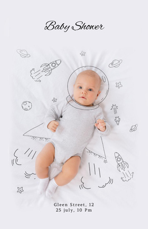 Baby Shower Celebration Announcement with Cute Newborn Invitation 5.5x8.5in Design Template