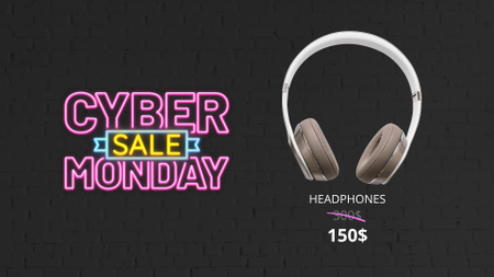 Cyber Monday Sale of Various Headphones Full HD video Design Template