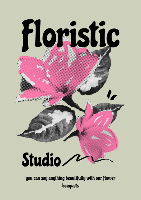 Floristic Studio Services Offer Poster Πρότυπο σχεδίασης