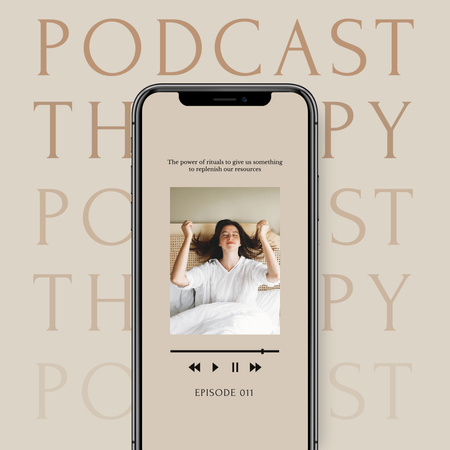 Designvorlage Podcast about Mental Health Ad with Girl in Bed für Instagram