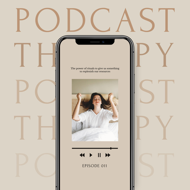 Podcast about Mental Health Ad with Girl in Bed Instagram Modelo de Design