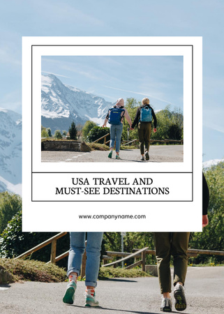 USA Travel Tours With Popular Destinations Offer Postcard 5x7in Vertical Design Template