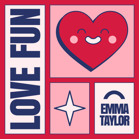 Love And Fun Melodies Due Valentine's Day Album Cover Design Template