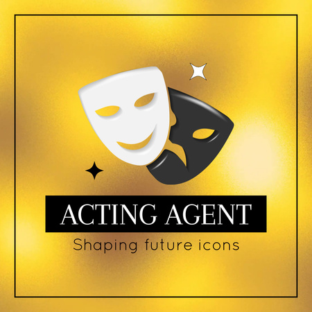 Zastupující Agent Služby Propagace S Sloganem A Maskami Animated Logo Šablona návrhu