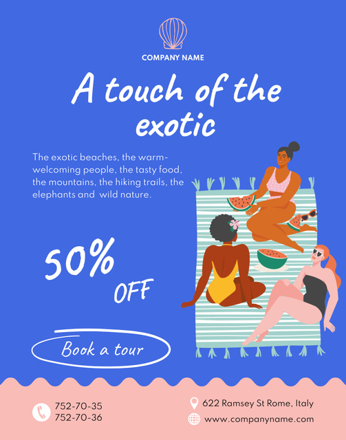Lovely And Exotic Tours With Discounts Offer Poster 22x28in Design Template