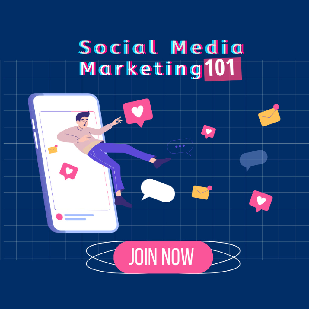 Modèle de visuel Join to Social Media Marketing Course - Social media