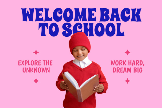 Back to School with Motivational Phrase Postcard 4x6in – шаблон для дизайну