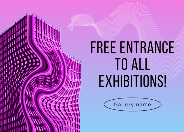 Designvorlage Art Exhibition with Free Entry für Postcard 5x7in