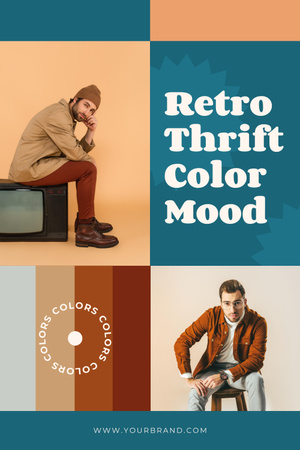 Hipsters collage for retro thrift shop Pinterest Design Template