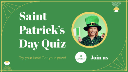 Lucky Patrick's Day Quiz In Green Full HD video Modelo de Design