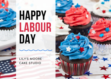 Labor Day Celebration Announcement with Cupcakes Postcard 5x7in Design Template