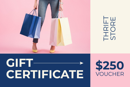 Thrift store shopping voucher Gift Certificate Design Template