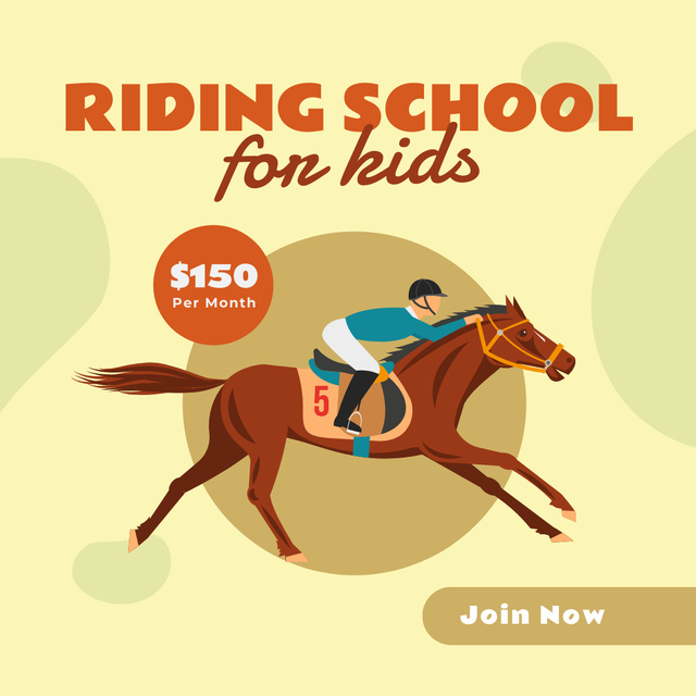 Plantilla de diseño de Ad for Equestrian School for Children Instagram 