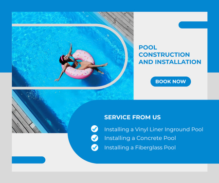 Designvorlage Angebot von Dienstleistungen zur Schwimmbadplatzierung für Facebook