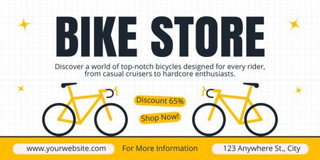 Szablon projektu Najlepsze oferty sklepu rowerowego na białym i żółtym Twitter