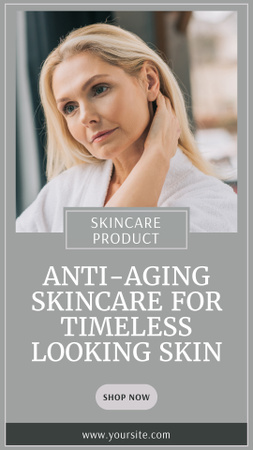 Designvorlage Angebot an Anti-Aging-Hautpflegeprodukten in Grau für Instagram Story