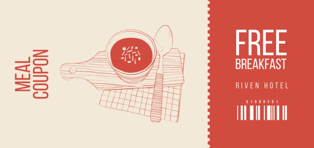 Meal Offer with Free Soup Illustration Coupon Din Large – шаблон для дизайну