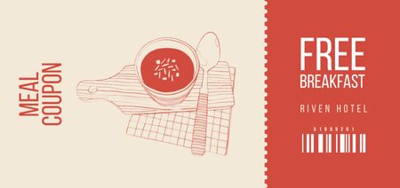 Meal Offer with Soup Illustration Coupon Din Large Design Template