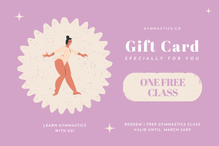 Ontwerpsjabloon van Gift Certificate van Gymnastic Studio Promotion in Pink
