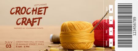 Crochet Craft With Balls of Yarn Ticket Design Template