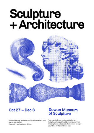 Sculpture and Architecture Exhibition Announcement Poster A3 Design Template