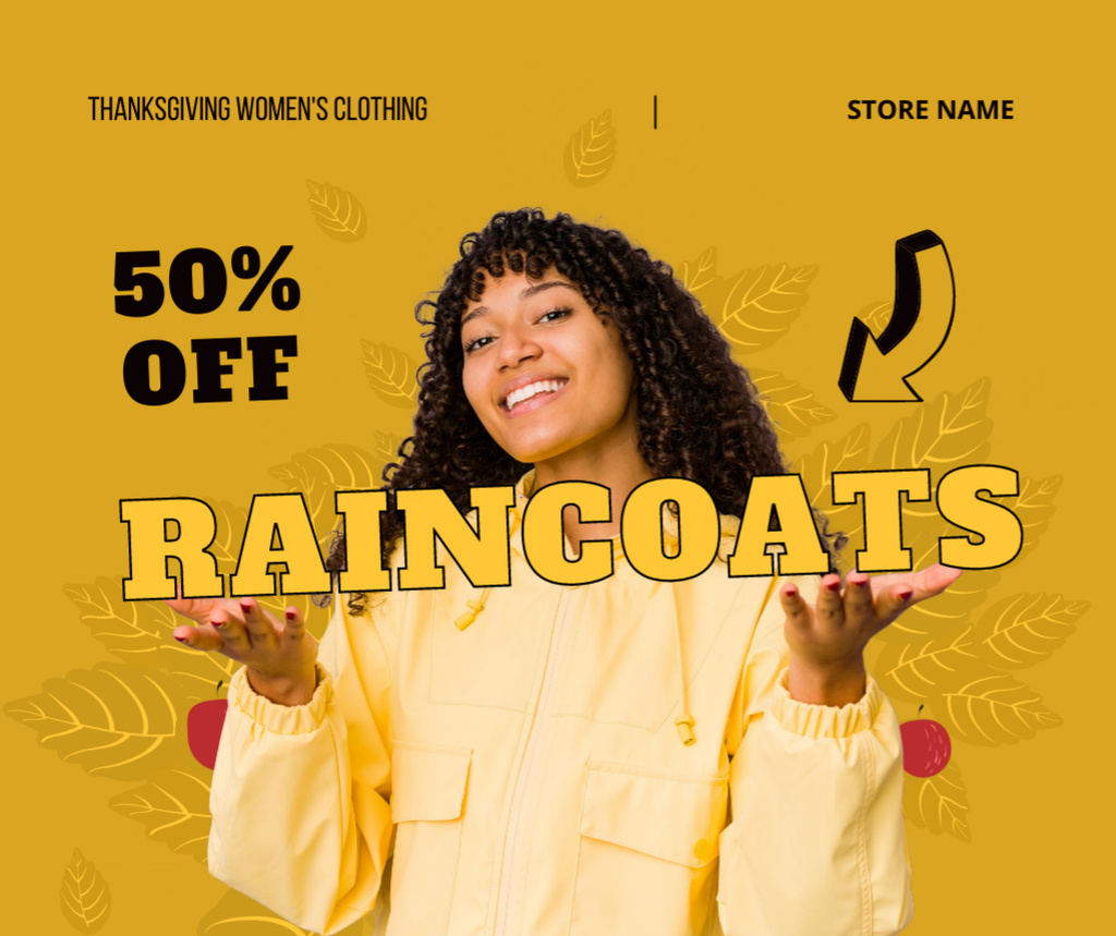 Raincoats Sale on Thanksgiving Facebook Design Template