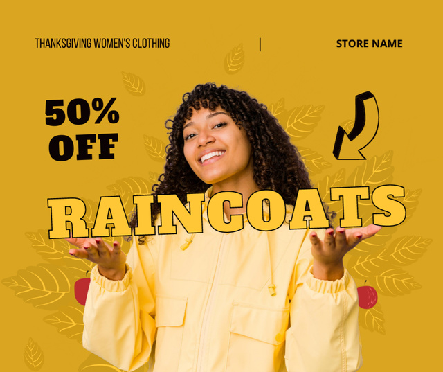 Raincoats Sale on Thanksgiving Facebook Design Template