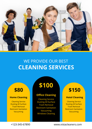 Cleaning Services Ad with Smiling Team Flayer Design Template