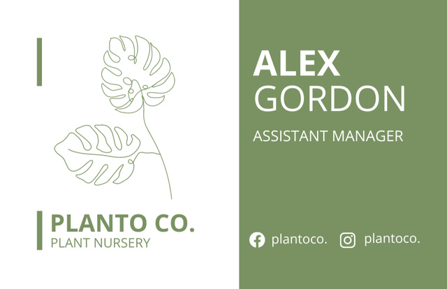 Designvorlage Plant Nursery Assistant Manager Card für Business Card 85x55mm