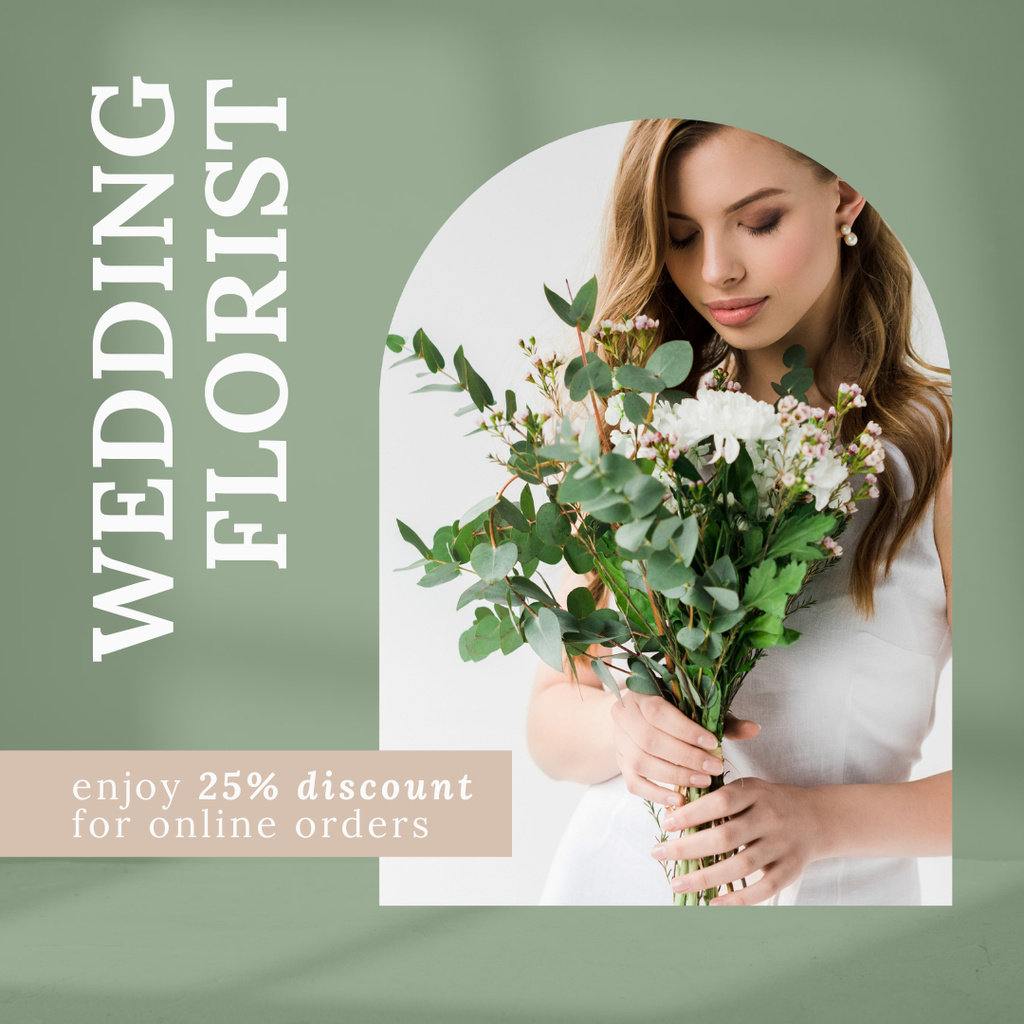 Discount on Online Booking Wedding Florist Services Instagram Design Template