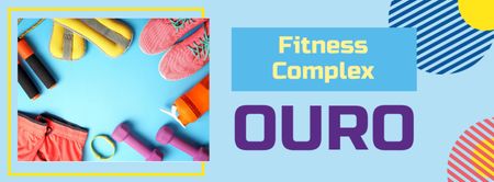 Plantilla de diseño de oferta de equipamiento fitness en azul Facebook cover 
