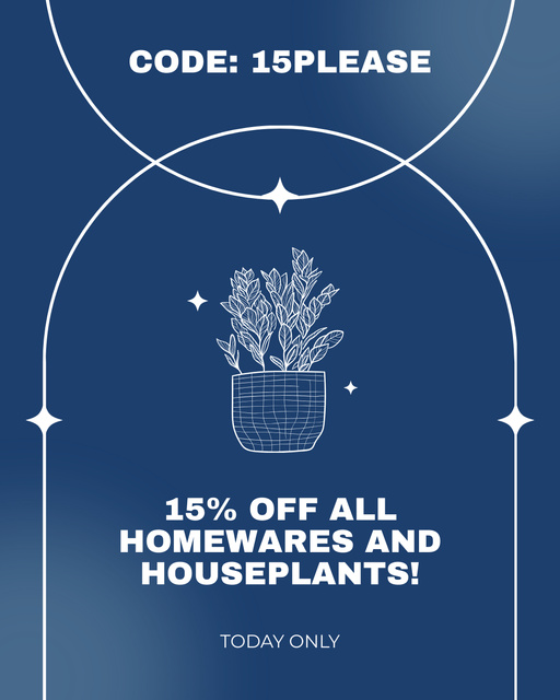 Discount Offer on Homewares and Houseplants Instagram Post Verticalデザインテンプレート