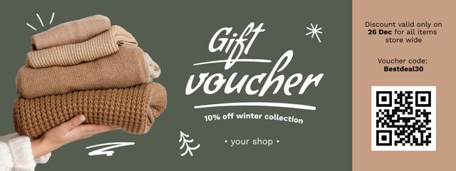 Discount on Warm Sweaters on Green Coupon Design Template