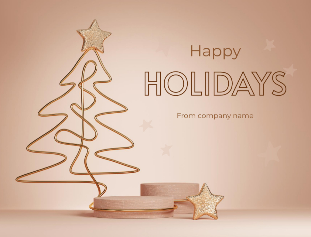 Greeting Christmas and New Year with Souvenir Christmas Tree Postcard 4.2x5.5in Tasarım Şablonu