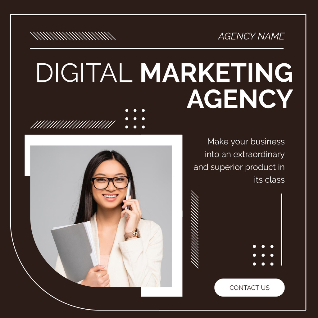 Template di design Young Asian Woman Offers Marketing Agency Services LinkedIn post