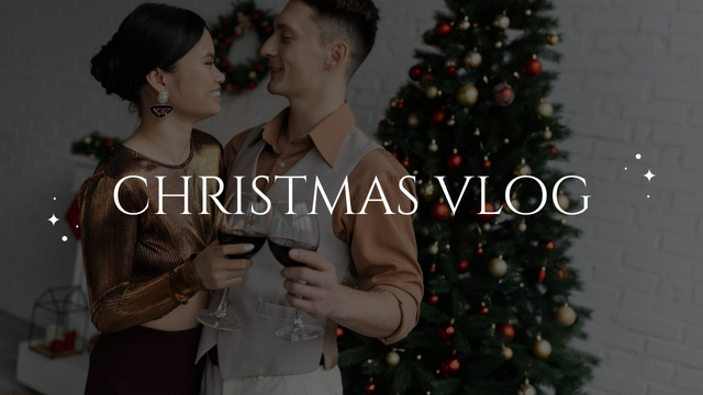 Couple Celebrating Holiday on Christmas Vlog Youtube Thumbnail Modelo de Design