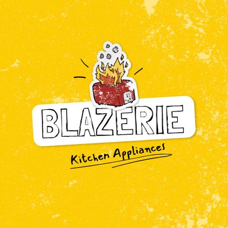 Kitchen Appliances Offer with Burning Fire Logo Design Template