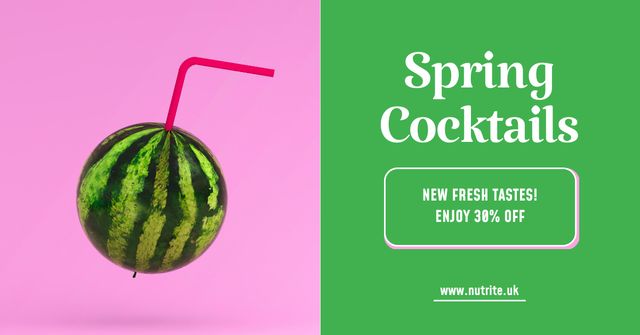 Spring Fruit Cocktails Special Offer Facebook ADデザインテンプレート