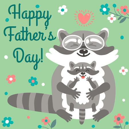Father's Day Greeting with Raccoons Instagram Design Template