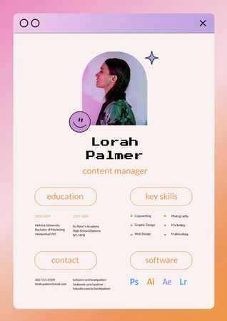 Template di design Content Manager skills and experience Resume