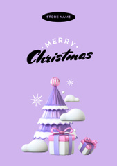 Christmas Cheers with Tree and Presents in Violet
