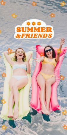 Summer Inspiration with Friends near Tree Graphic Design Template