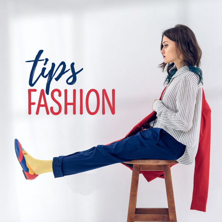 Szablon projektu Fashion Ad with Stylish Woman in Jeans Instagram