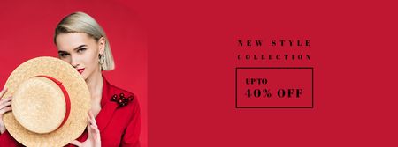 Ontwerpsjabloon van Facebook cover van Fashion Collection Sale with Blonde Woman