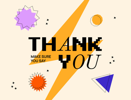 Thankful Phrase with Geometric Figures Thank You Card 4.2x5.5in Design Template