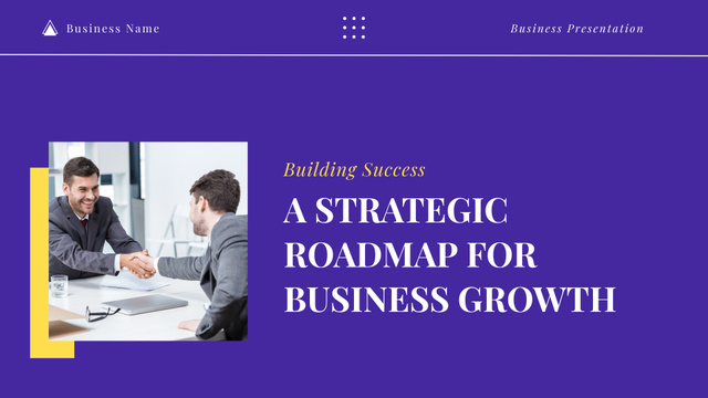 Business Growth Strategy Proposal with Businessmen in Meeting Presentation Wide Šablona návrhu