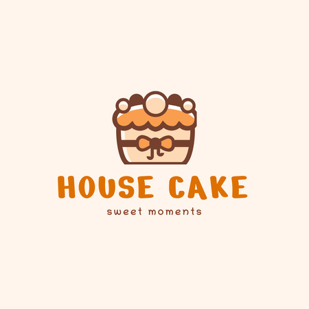 Bakery Ad with Tasty Cartoon Cake Logo Design Template