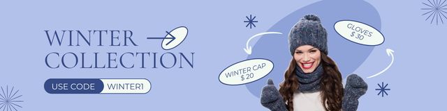 Designvorlage Offer of Winter Gloves and Cap für Twitter