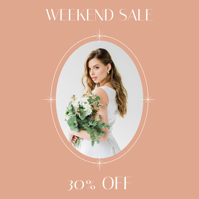 Plantilla de diseño de Weekend Fashion Sale With Discount And Flowers Instagram 